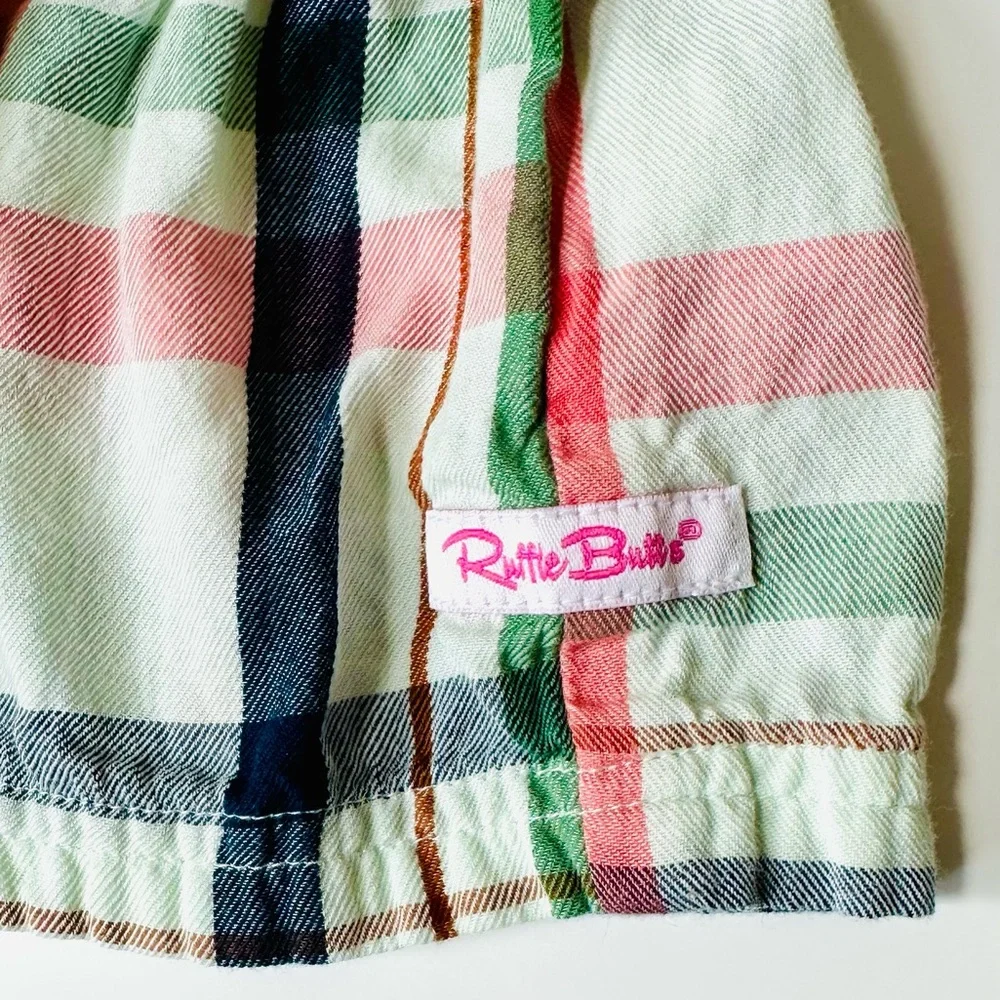 Rufflebutts Plaid Pink Green Blue Dress 6-12 months